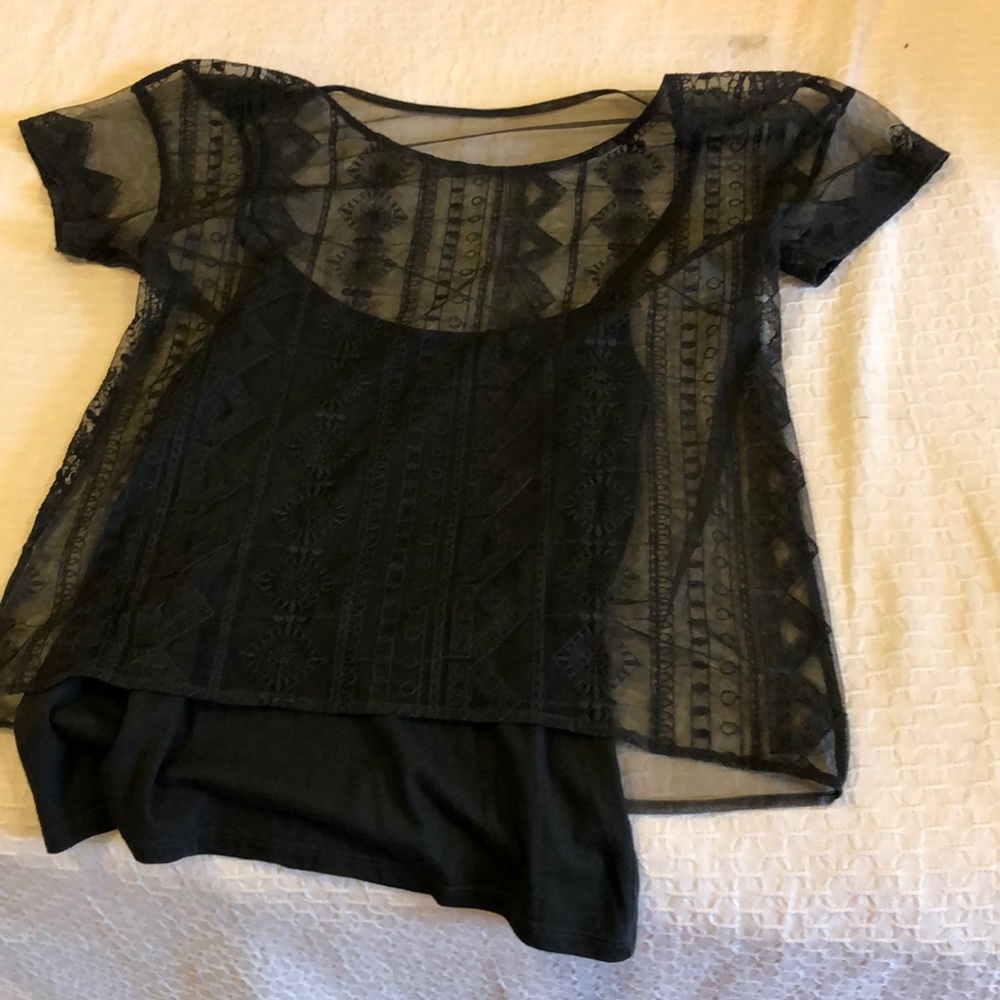 Gray mesh t shirt with tank underneath